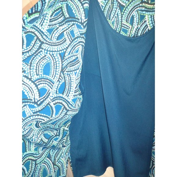 Women's woman Kim Rogers  plus size 1X blue and teal w built in undershirt - Picture 4 of 5